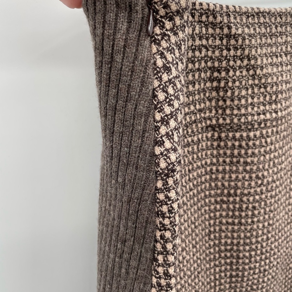Sundance 10 woman brown wool-cotton tweed preppy classic quiet luxury midi skirt - Picture 5 of 9